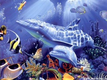 hermoso delfín Pinturas al óleo
